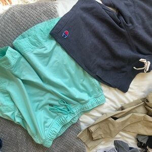 Jordan & Champion Athletic Shorts - Aqua and Dark Gray. Mens L